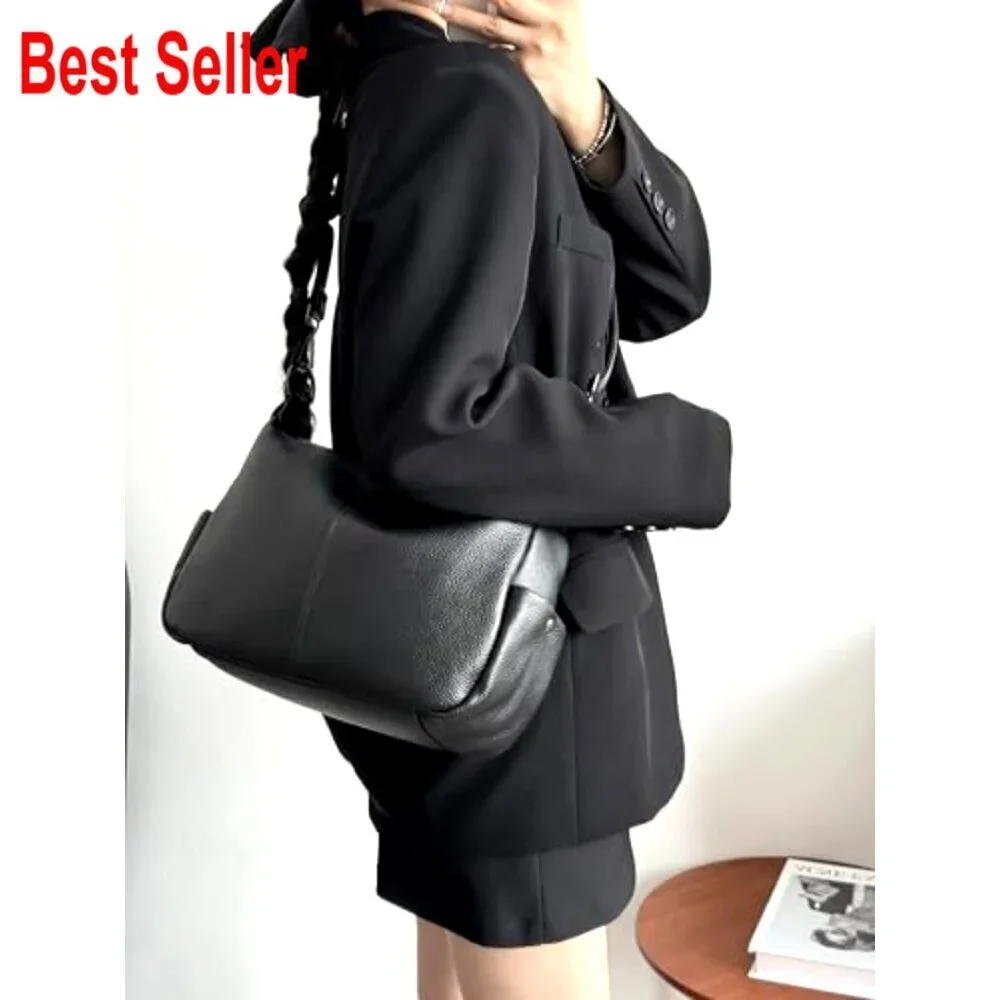 Genuine Leather Hobo Bag with Adjustable Straps